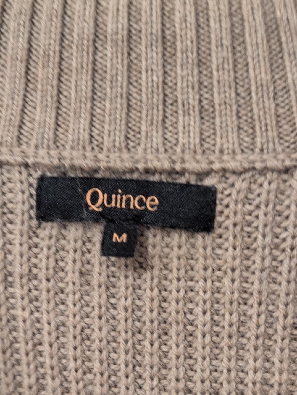 Quince Australian Merino Wool Full Zip Sweater Size Medium Malted Toffee - Picture 3 of 5